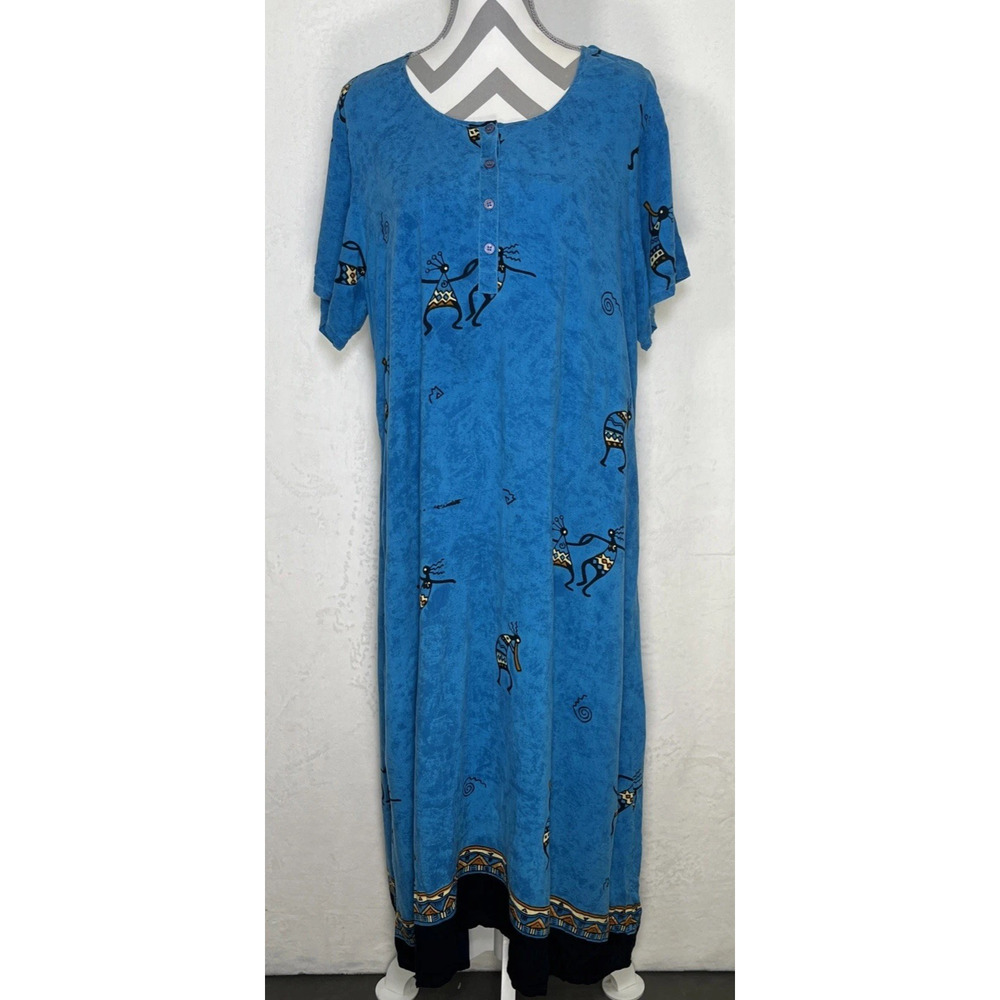 Vintage 90s Dee Dee's Kokopelli Dress No Size Blue A Line Benefits Charity